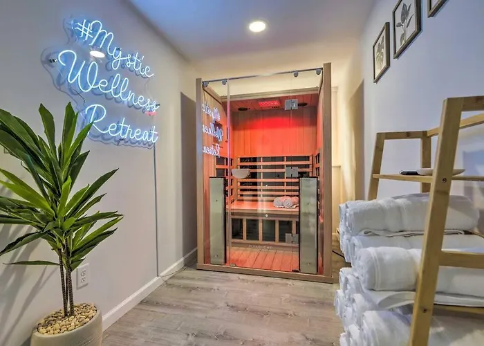 New! Updated Mystic Home W/ Sauna, Hot Tub & Deck