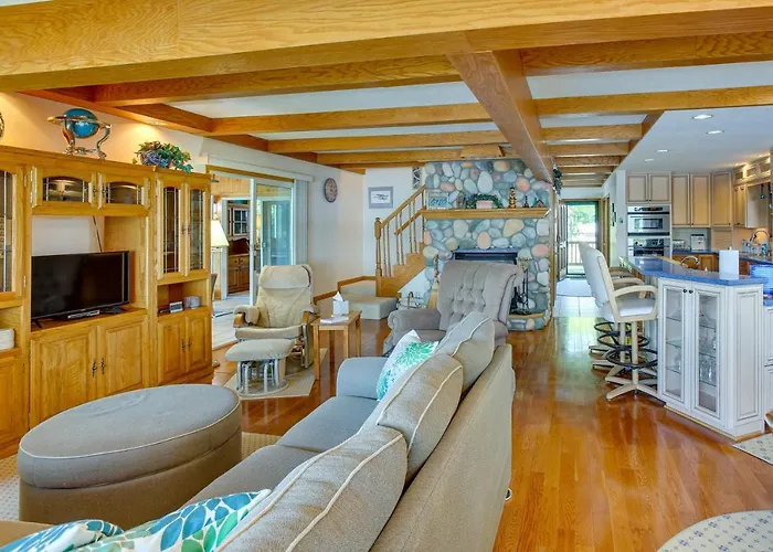 Sauna + Fireplaces! Lakefront Cadillac Retreat