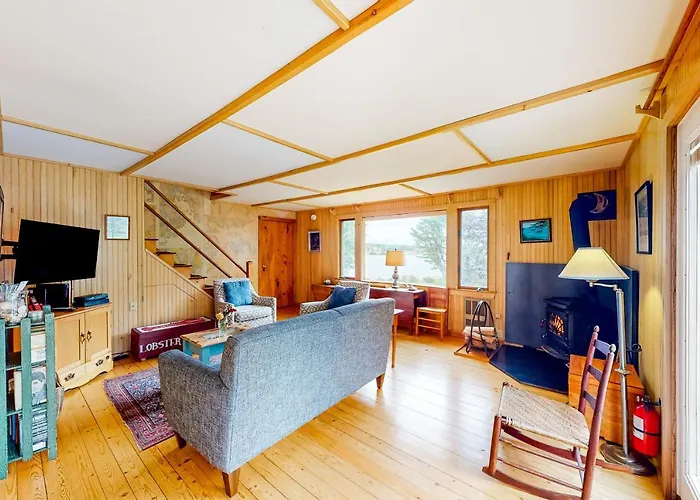 Dog-Friendly Ocean-View Home With Grill, Wood Stove, Deck, Washer/Dryer, & Ac