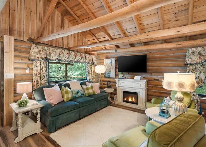 King-Delicately Decorated-Log Cabin Charm-Front Porch Living-The Pampered Peacock
