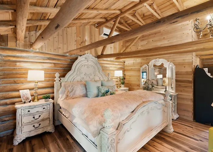 King-Delicately Decorated-Log Cabin Charm-Front Porch Living-The Pampered Peacock