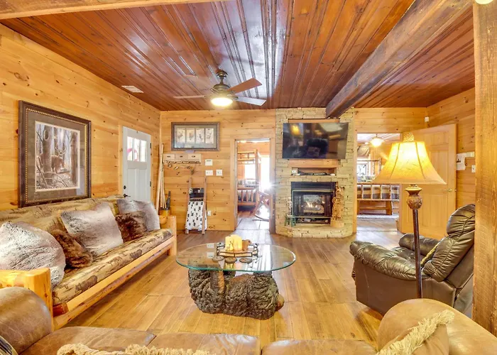 Hot Tub & Fire Pit: Riverfront Helen Cabin