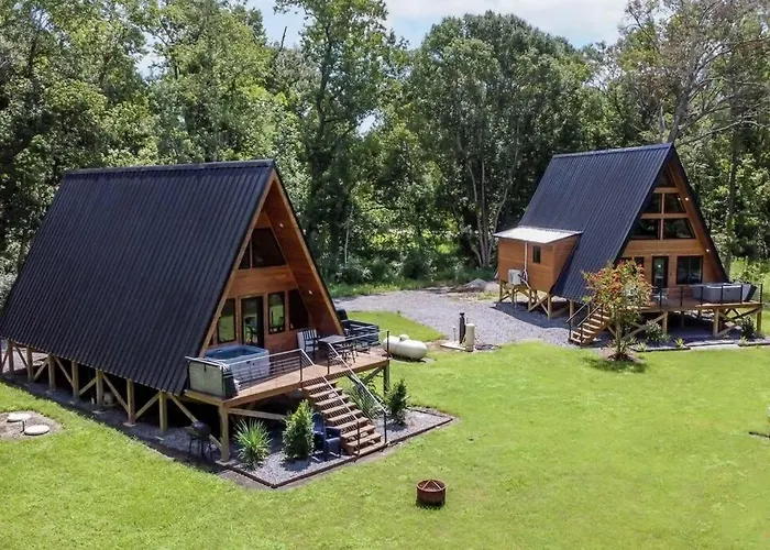 Modern A-Frame Cabin By Rip Van Winkle With Hot Tub