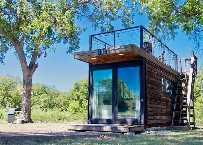 Elegant Container Tiny House Yellow & Blue