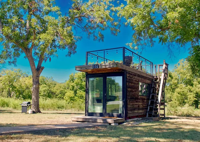 Elegant Container Tiny House Yellow & Blue