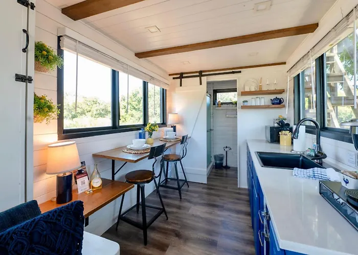 Elegant Container Tiny House Yellow & Blue