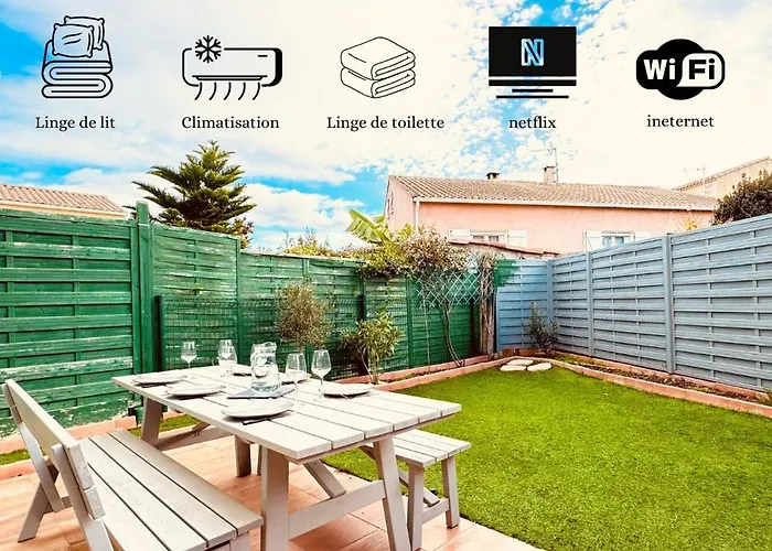 10Min De La Mer Maison 6 Personnes Avec Climatisation Jardin