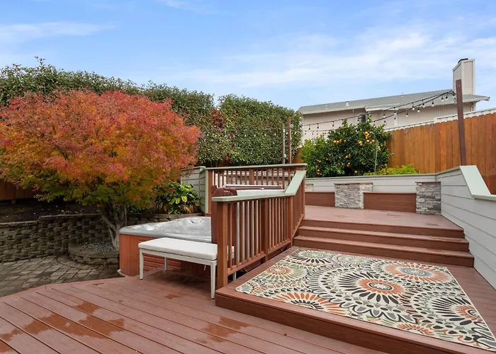 Mid-Century Riverview Haven W Waterfall Hot Tub!