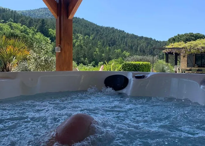 Maison en pierre, piscine, spa
