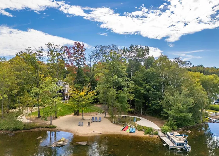Lakefront Home With Private Beach Access & Hot Tub