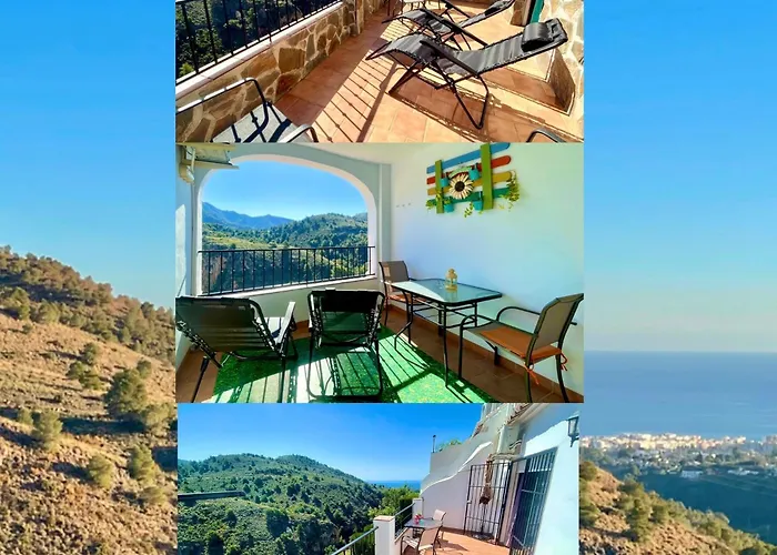 Apartamentos Axarquia , Frigiliana, Terraza Privada Con Vistas A La Montana Rio Y Al Mar