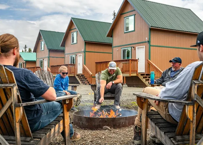 Kenai Fishing Cabin | Kitchen + Fire Pit