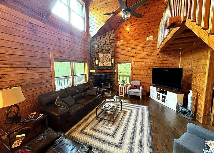 Rustic Log Cabin With Hot Tub & Wraparound Porch In Mount Airy, North Carolina