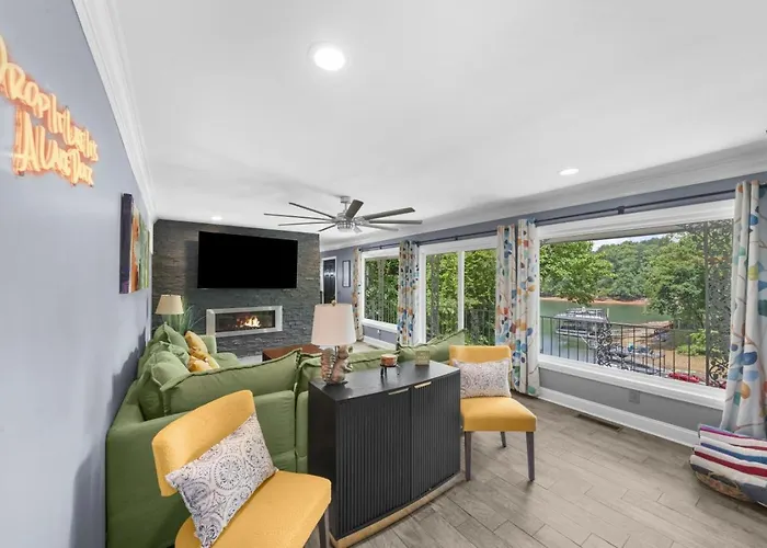Lake Lanier Lake House With Private Dock Hot Tub Pet-Friendly Game Room
